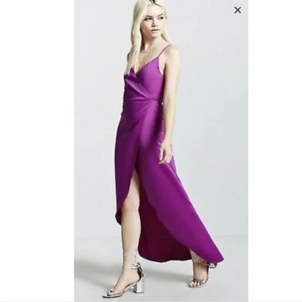 Forever 21 Satin Hi Low Wrap Dress in Magenta S NWT